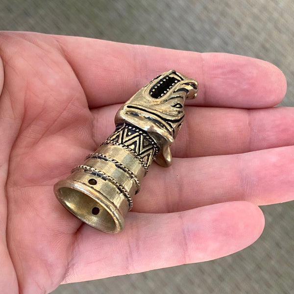 Wolf Head Horn Tip - Bronze or Silver
