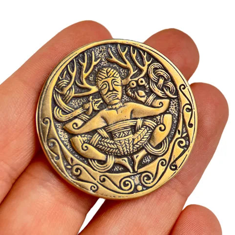 Horned God Cernunnos Pendant - Bronze