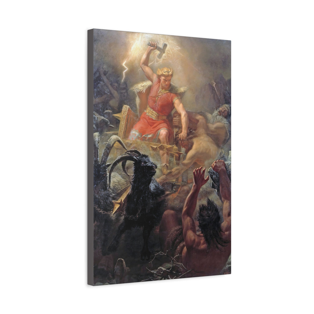 Thor Fighting Jötnar - Canvas Art