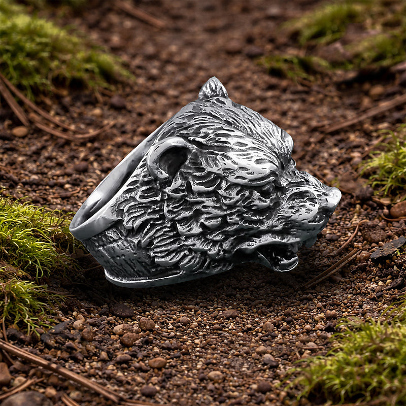 Bear Head Ring - Stainless Steel