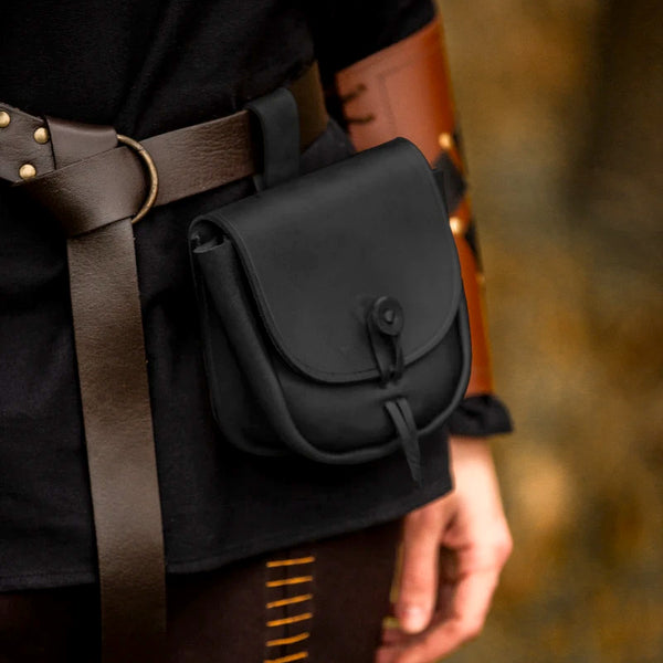 Black Medieval Belt Bag - Leather