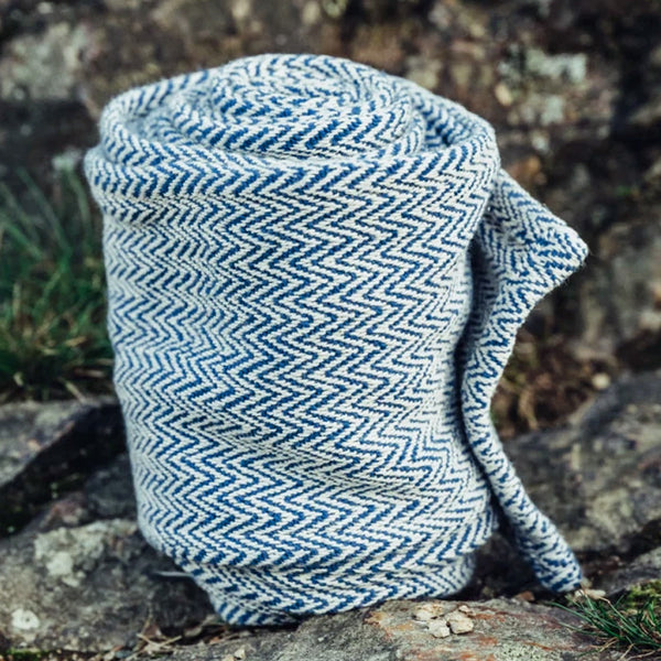 Blue Herringbone Leg Wraps - Cotton