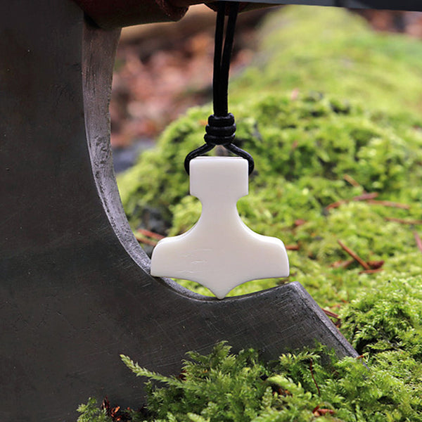 Handmade Mjolnir Necklace - Bone