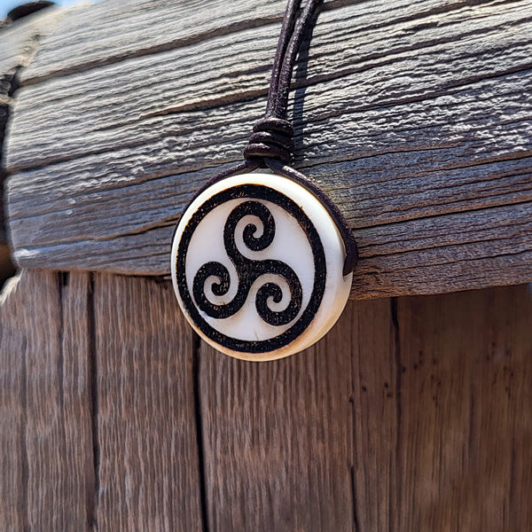 Handmade Triskele Necklace - Bone