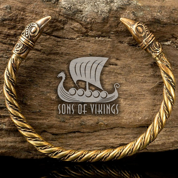 Viking Raven Arm Ring - Brass