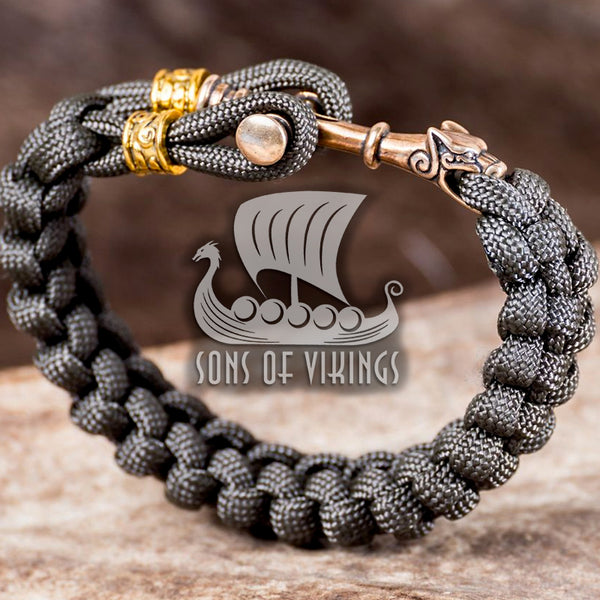 Viking Wolf Cross Bracelet - Bronze