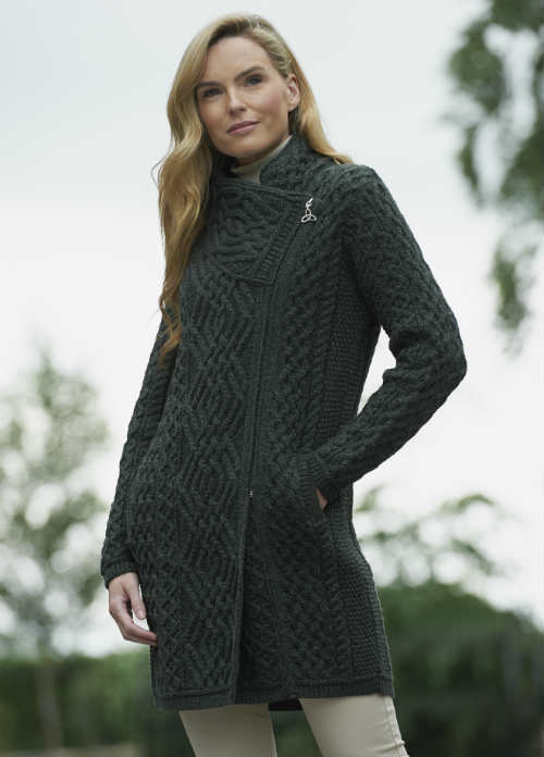 Irish Side Zip Coat Knit Sweater