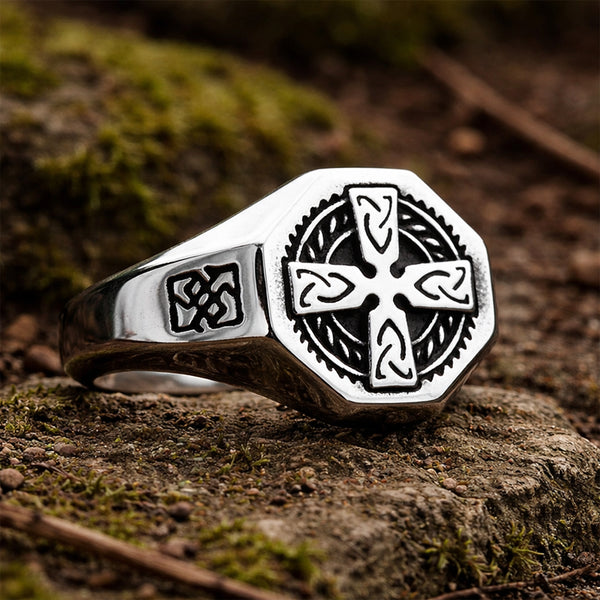 Medieval Celtic Cross Ring - Stainless Steel