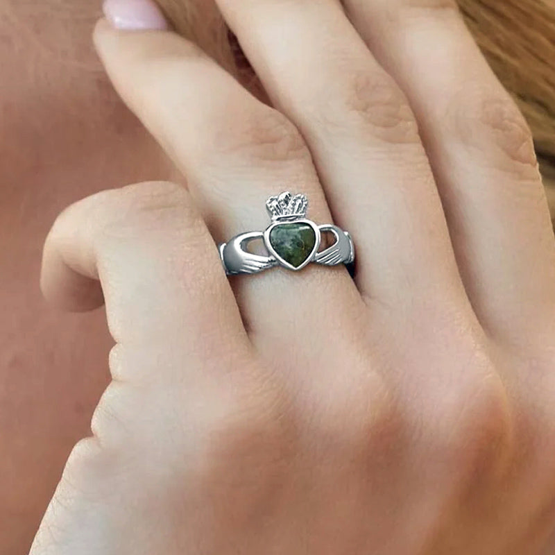 Connemara Marble Claddagh Weave Ring