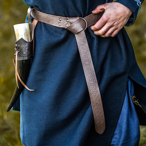 Embossed Dark Brown Ring Belt