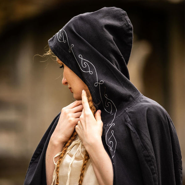 Embroidered Black Cape