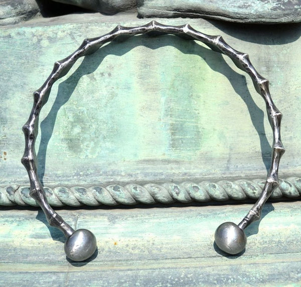 Hand-Forged Steel Torc Necklace | Dark Charcoal Patina