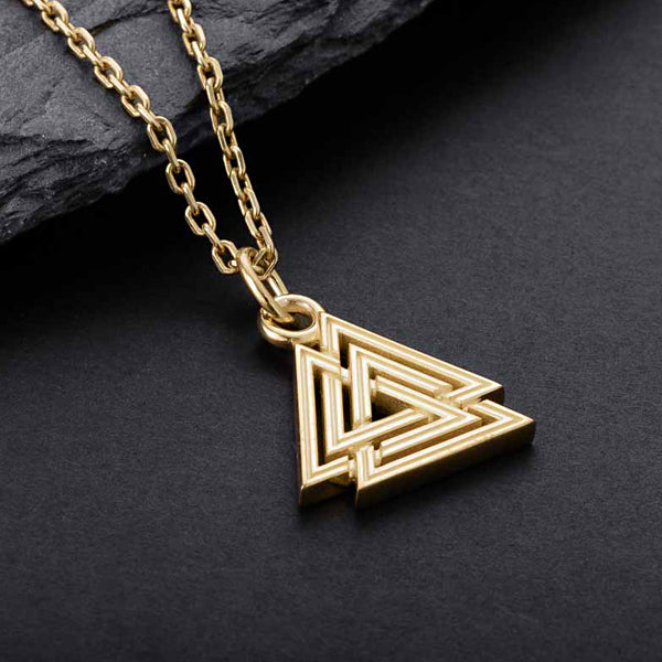 Small Gold Valknut - 10k, 14k or 18k