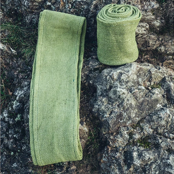 Green Herringbone Leg Wraps - Hemp