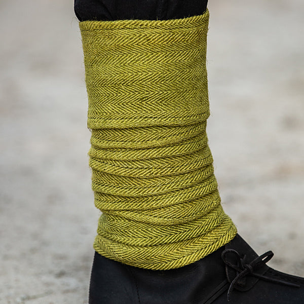 Green Herringbone Leg Wraps - Hemp
