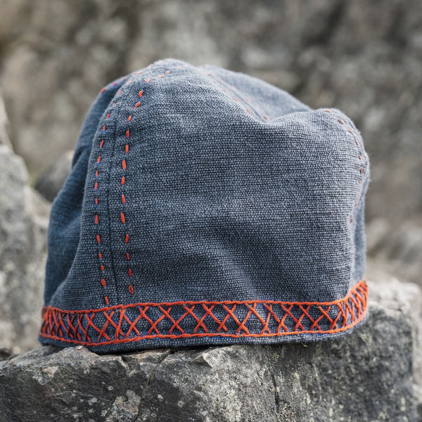 Greyish Blue Viking Cap w/ Embroidery