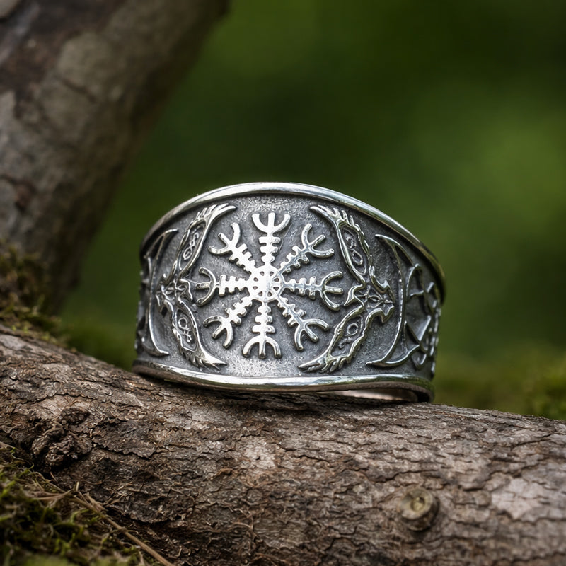 Helm of Awe and Ravens Ring - Stainless Stel