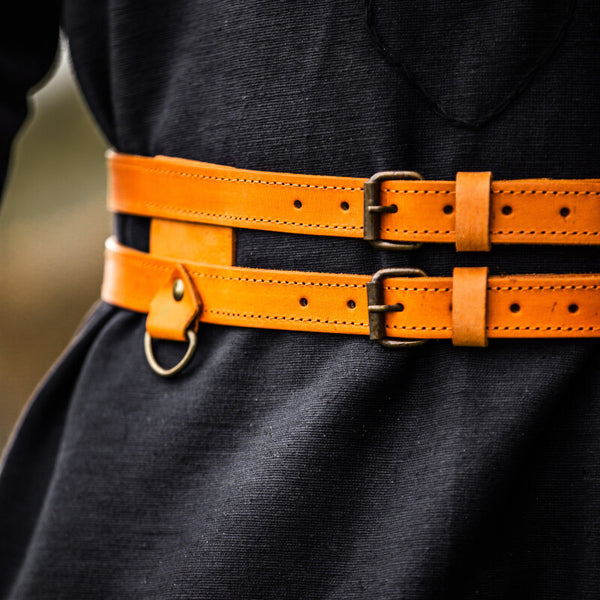 Light Brown Leather Double Wide Belt