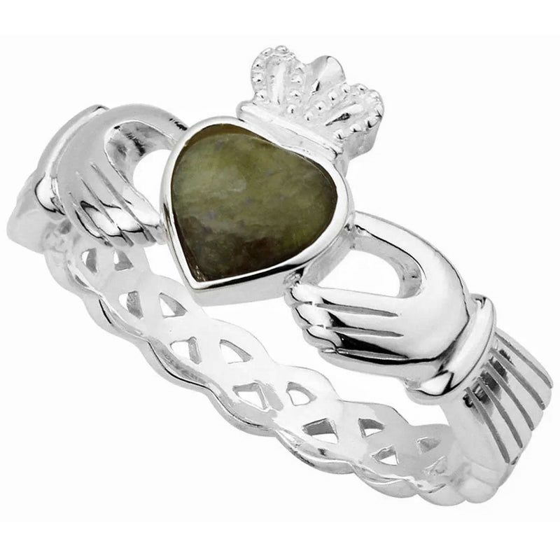 Connemara Marble Claddagh Weave Ring