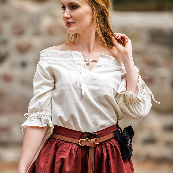 Natural Short Sleeve Medieval Blouse - Cotton