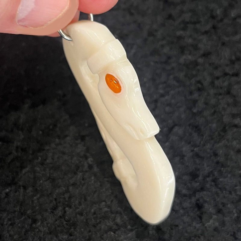 Norse Serpent - Bone & Amber