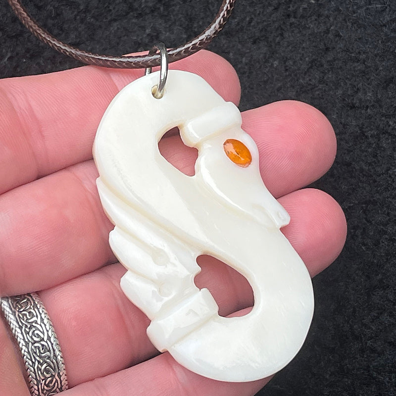 Norse Serpent - Bone & Amber