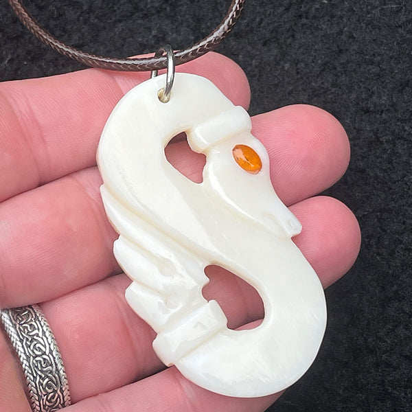 Norse Serpent - Bone & Amber