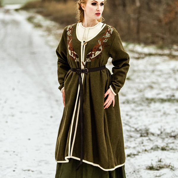 Olive Birka Viking Coat - Wool