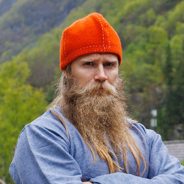 Orange Wool Viking Cap