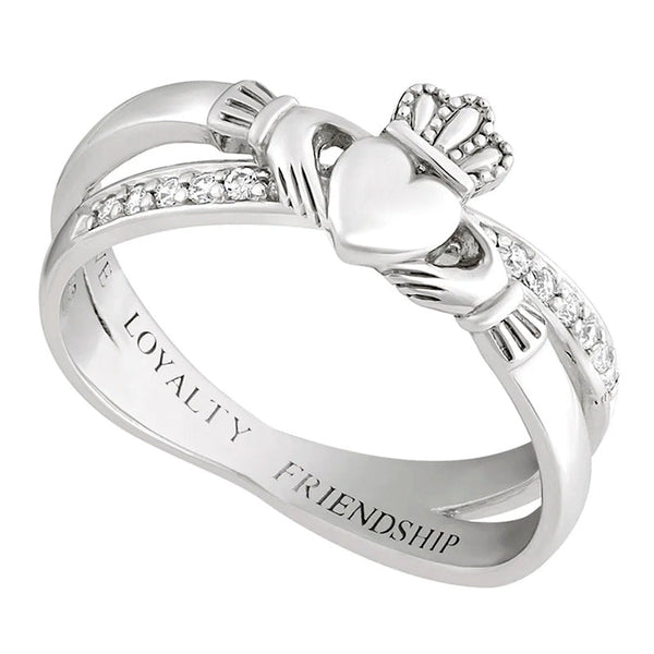 Sterling Silver Claddagh Criss Cross Ring