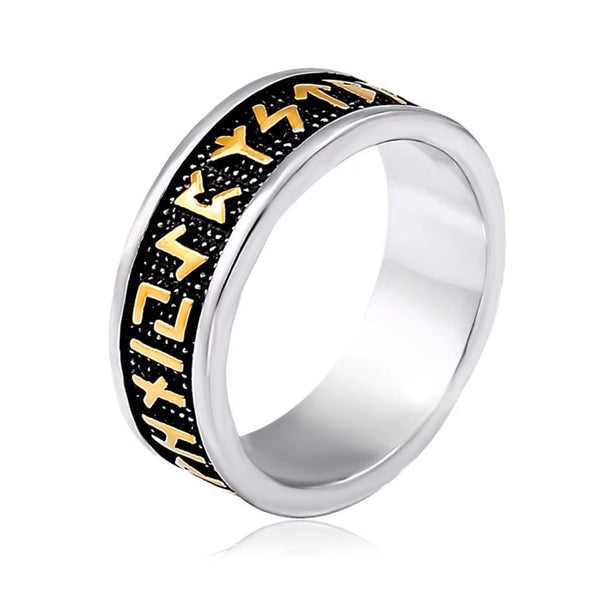 Silver and Gold Runes Ring