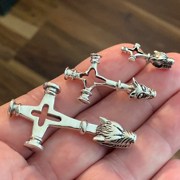 Wolf Cross Pendant - Sterling Silver