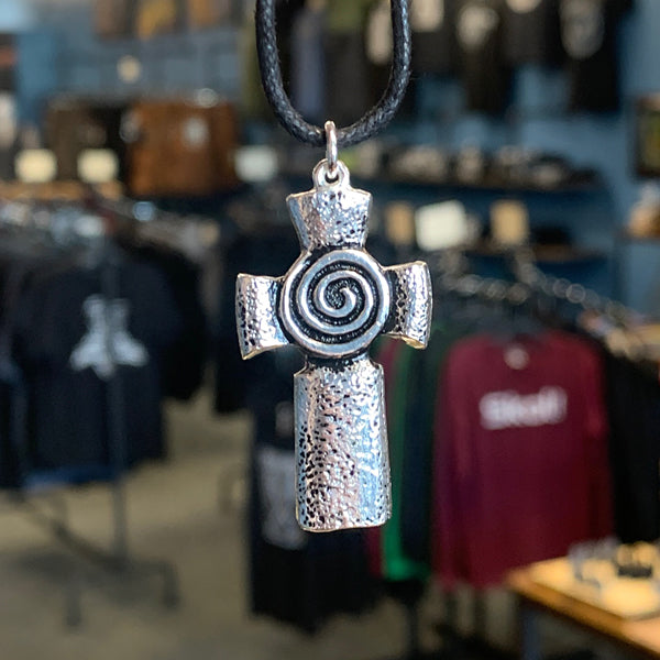 Spiral Celtic Cross Necklace - Pewter