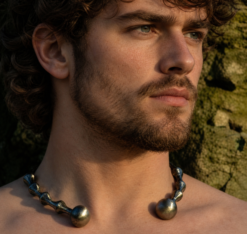 Hand-Forged Steel Torc Necklace | Dark Charcoal Patina