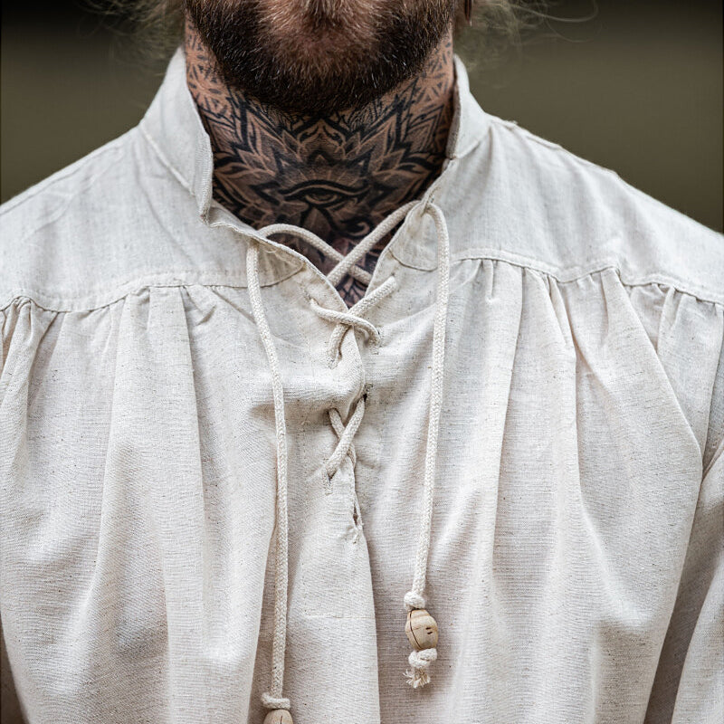 Solid market-medieval shirt made of cotton, lined, natural top