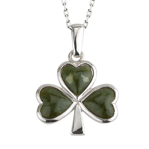 Sterling Silver & Marble Shamrock Necklace