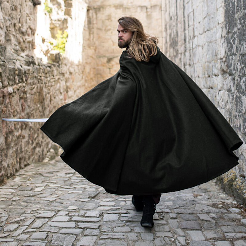 Plus Size Womens Cape Coat With Hood Black Long Cape Coat With