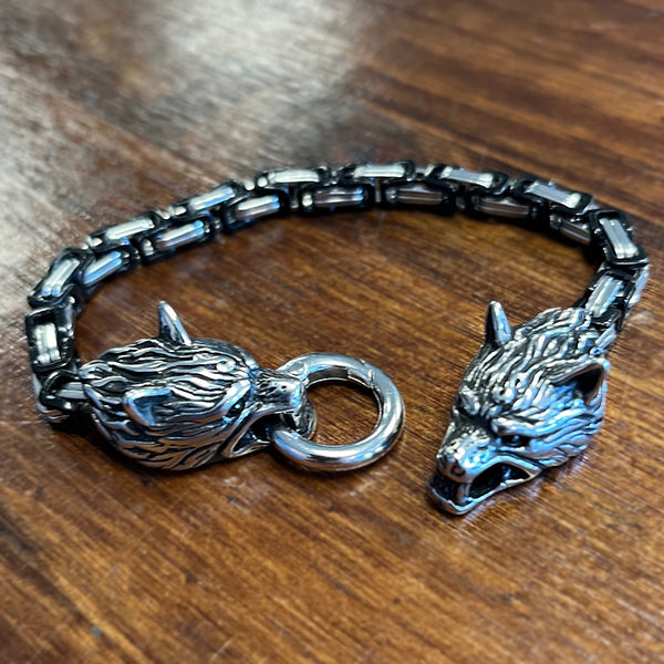 Odin's Wolves Bracelet - Silver & Black