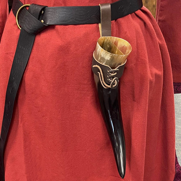 Drinking Horn w/ Leather Holster