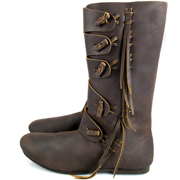 Dark Brown Leather High Viking Boots