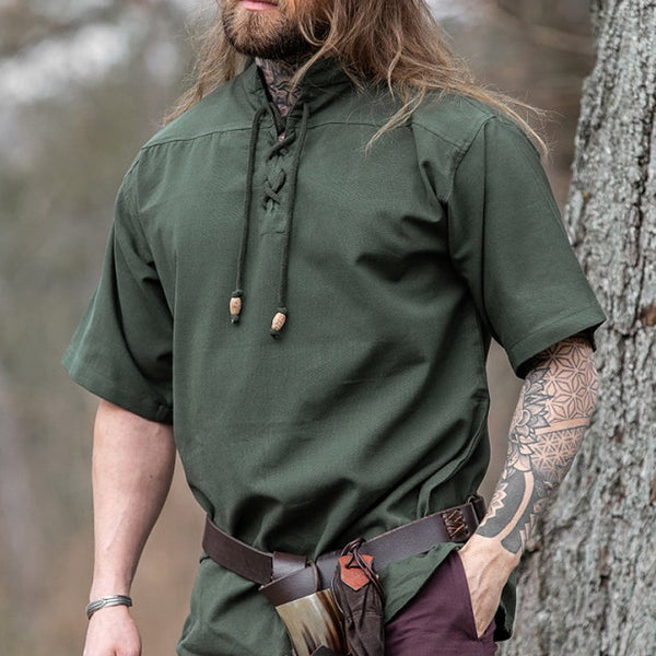 Green Short Sleeved Medieval Shirt - Soft Cotton