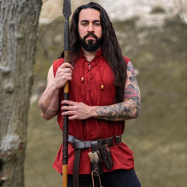 Red Sleeveless Medieval Shirt - Cotton