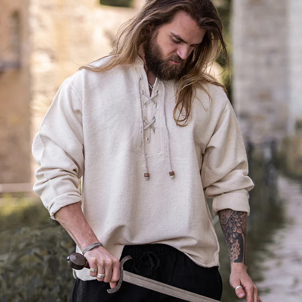 Natural Straight Cut Medieval Shirt - Thick Cotton