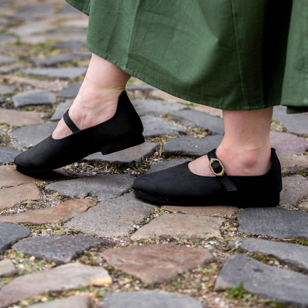 Black Women's Shoes - Leather w/ Rubber Soles