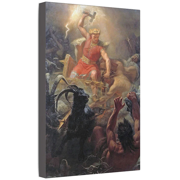 Thor Fighting Jötnar - Canvas Art