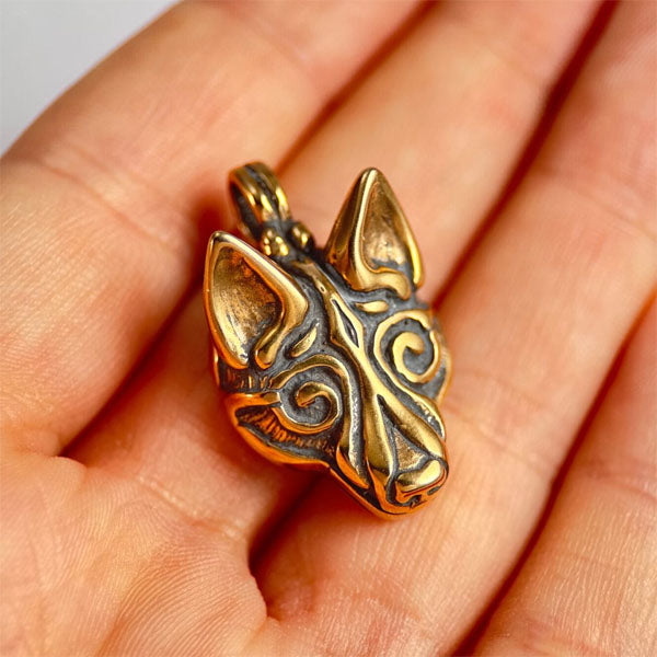 Small 3D Wolf Pendant - Bronze