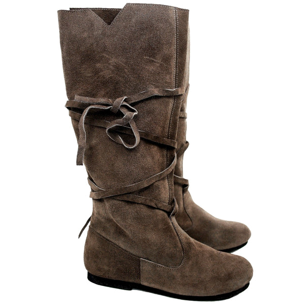 Dark Brown Suede High Medieval Boots