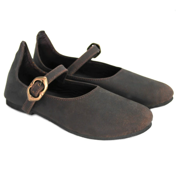 Brown Women's Shoes - Leather w/ Rubber Soles