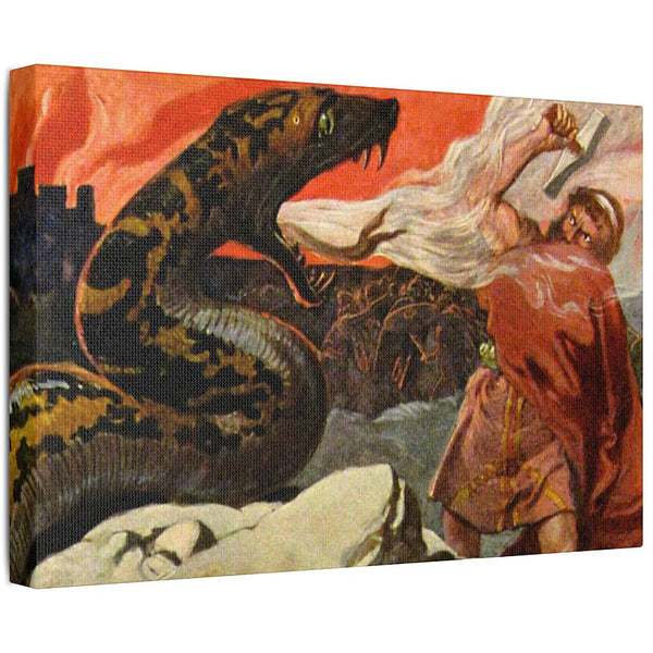 Thor and the Midgard Serpent - Canvas Art
