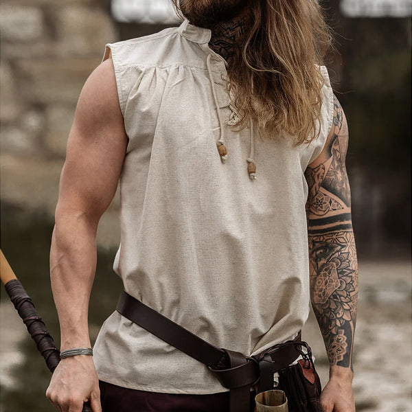 Natural Sleeveless Medieval Shirt - Cotton